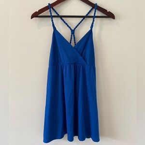 Y2K Tunic Top By Mudd Medium Racerback Rope Straps Sleeveless Surplice Blue